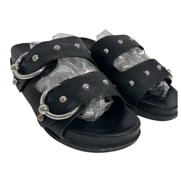 Rebecca Minkoff Women's Vachel Slides US 7,5 M Black Leather Sandals - Picture 3 of 12